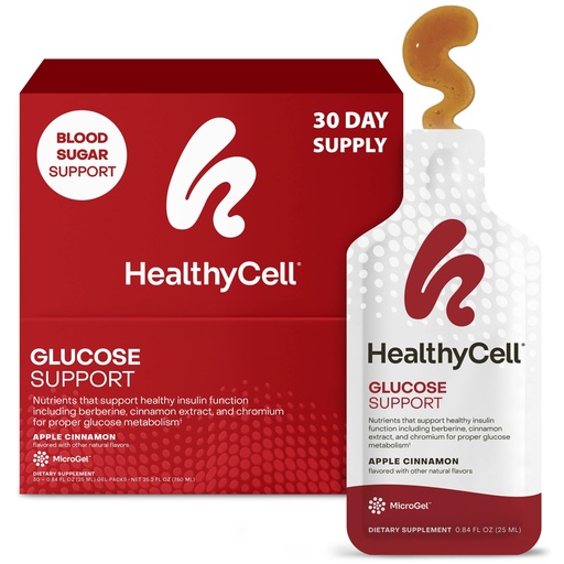 [BRSREYANOYBWM2QY] HealthyCell Glucose Support Supplement to Support Balanced Blood Sugar - Berberine, Cinnamon & Chromium for Healthy Insulin Function & Proper Glucose Metabolism - 30 Gel Packs, Apple Cinnamon Flavored