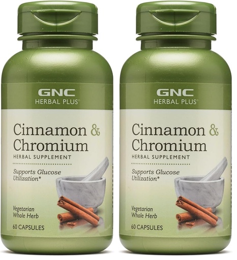 [BRSREAD7CUJQ2CTV] GNC Herbal Plus Cinnamon & Chromium Supplement, Vegetarian, Supports Glucose Utilization, 30 Servings (Pack of 2)