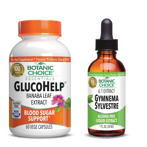 [BRSRGBDYCQOQK3Y7] Botanic Choice Gymnema Sylvestre Liquid Extract and Gluco Help Banaba Leaf Extract Capsules Bundle