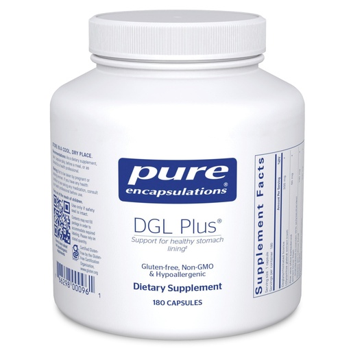 [BRSWIFATCJ7WA2T4] Pure Encapsulations DGL Plus - Gut Health Supplements for Men & Women - with Marshmallow Root, Aloe Vera Extract & Slippery Elm Bark - Non-GMO & Vegan - 180 Capsules