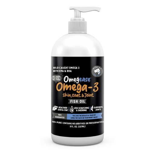 [BRSWGFT6DEJRADLK] 100% Pure Fish Oil for Dogs & Cats (1,545mg Omega 3 per Teaspoon) 8oz. Loaded with EPA & DHA for Joints, Skin & Coat, Itching, Heart & Immune Health. Stronger Than Salmon Oil. Unflavored Omegease.