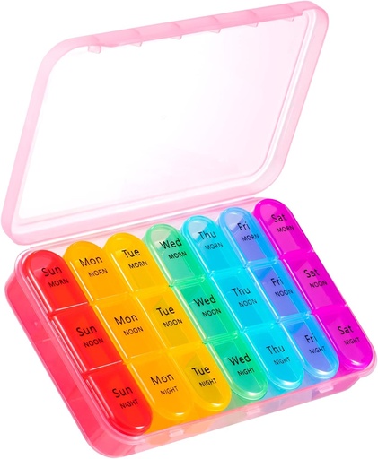 [BRSRMHANBB7BU2YU] ASprink Pill Organizer 3 keer per dag - Weekly / Daily Pill Box 7 Day Medicine Organizer, Large Pill Case Pill Box 3 keer per dag, Travel Pill Organizer, om vitamines te houden, medicijnen