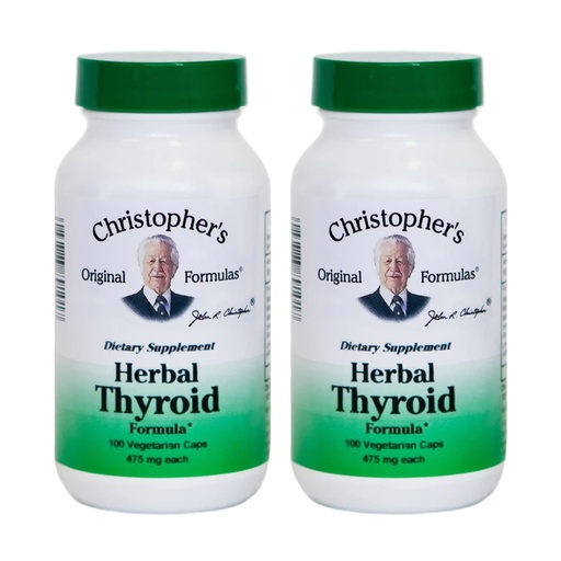 [BRSWKHDZOAHGGE3M] Christopher's Original Formulas Herbal Thyroid | 100 Vegetarian Capsules | Traditional Herbal Blend Made with Kelp, Fo-Ti & Gotu Kola | Made in The USA - Pack of 2