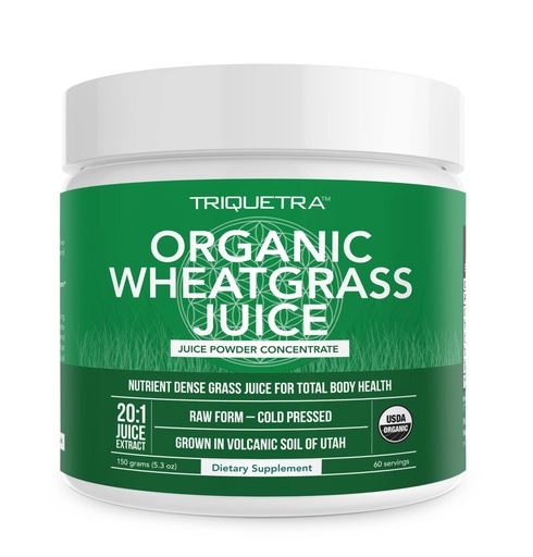 [BRSWGFAPOYAQMHQ2] Organic Wheatgrass Juice Powder - Organic, Grown in Volcanic Soil of Utah - Raw BioActive Form, Cold-Pressed Then CO2 Dried, 20:1 Concentrate Juice Extract - Unflavored (5.3 oz – 60 Servings)