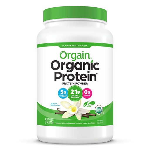 [BRSWY2YTBEFRE3Q7] Orgain Organic Plant Based Protein Powder, Vanilla Bean, 2.74 lb