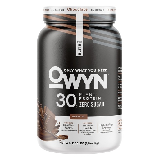[BRSROBDROQMGAD3H] OWYN Only What You Need Pro Elite Chocolate Flavored Protein Powder, 32g Protein, 0g Sugar, 3g Fiber, High Protein, Dairy Free, Gluten Free, Plant Based Protein Powder, 2.9LB