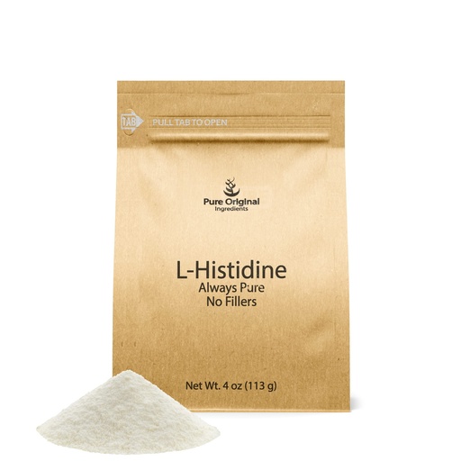 [BRSRM2QZAUIAA2Y6] PURE ORIGINAL INGREDIENTS L-Histidine Powder 4 oz, Amino Acid Supplement, No Additives, Always Pure
