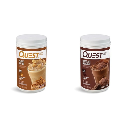 [BRSRAYIKDF5QOFD5] Quest Peanut Butter & Chocolate Milkshake Protein Powders, 23g & 22g Protein, 1.6lb Each