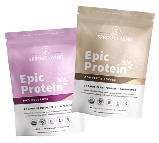 [BRSRAYL7OZ6WMGYU] Sprout Living Epic Protein Complete Coffee + Pro Collagen, 12 Serving Pouches
