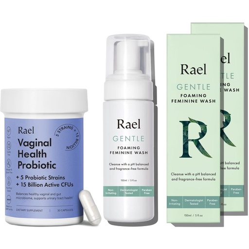 [BRSROBD2OABGE2TB] Rael Bundle - Probiotics Supplements for Women, Digestive Enzymes, Urinary Tract Health (30 Day Supply) & Foaming Feminine Wash, pH Balance (5oz, 2 Pack)
