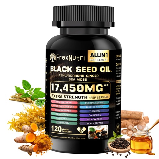 [BRSREHAHO4PGCET7] Sea Moss & Black Seed Oil Capsules – Organic Sea Moss with Ashwagandha, Ginger, Burdock Root & Bladderwrack – 120 Capsules for Natural Vitality & Wellness Support