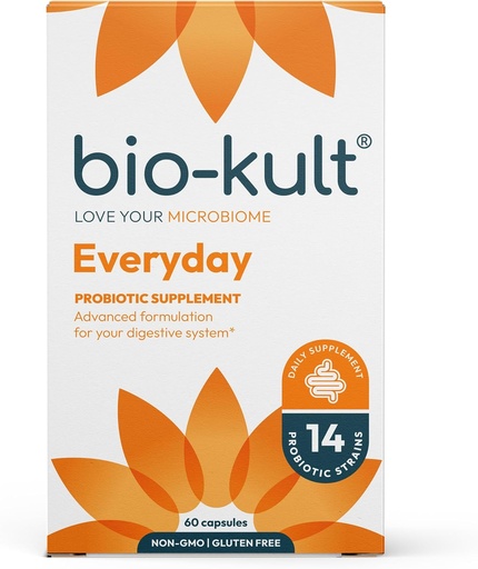 [BRSWKYANBR4QAFI5] Bio-Kult Gut Humanical Probiotic Supplements, 14 Strains, 妇女和男子的Probiotics, 免疫支持, 消化健康, 大陆架稳定, 非GMO和无Gluten, Capsules, 60 Counts (Pack of 1)