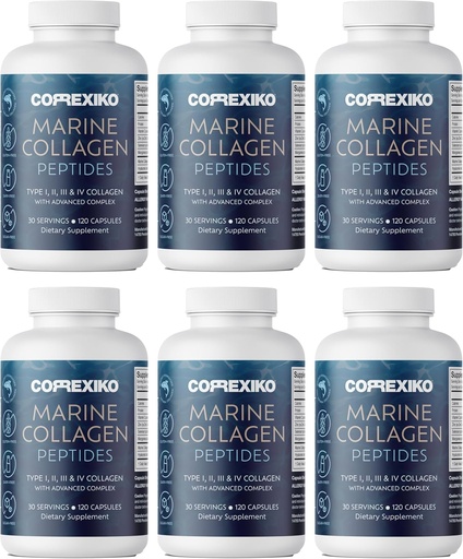 [BRSWY2Y7B4JWEFYZ] CORREXIKO Marine Collagen Supplement Pills - 1800mg Hydrolyzed Collagen Peptides per Serving with Added Hyaluronic Acid, Vitamin C & Minerals - for Hair, Skin & Nails - 720 Capsules 6 Month Supply