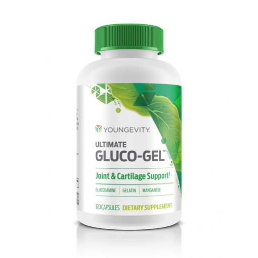 [BRSWIGQTBQBBEG3E] Youngevity Ultimate Gluco-Gel -for Tendons, Bones & Cartilage | Contains Glucosamine, Gelatin & Manganese | 120 Capsules | 1 Bottle