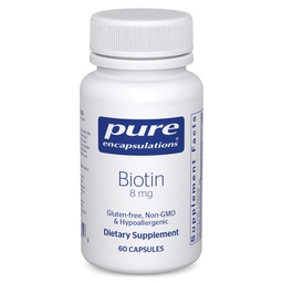 Pure Encapsulations Biotin 8 mg - B Vitamin Supplement to Aid Stress Relief, Hair, Skin & Nail Strengthening, Metabolism, Carbohydrate Support & Nervous System* - with Premium Biotin - 60 Capsules