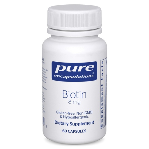 [BRSWIY36B57BGHAZ] Pure Encapsulations Biotin 8 mg - B Vitamin Supplement to Aid Stress Relief, Hair, Skin & Nail Strengthening, Metabolism, Carbohydrate Support & Nervous System* - with Premium Biotin - 60 Capsules