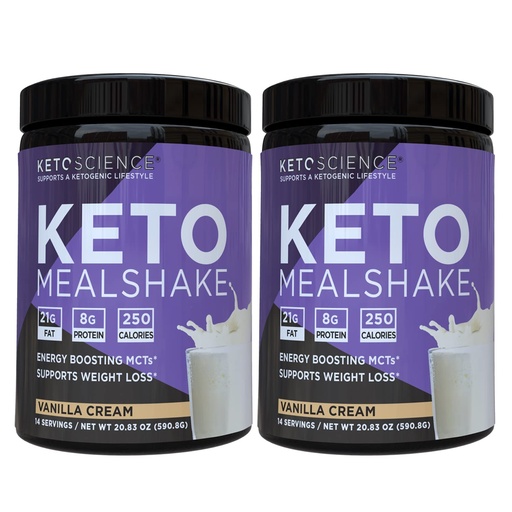 [BRSW2BIDCMHGK2T6] Keto Science Ketogenic Meal Shake, Energy Boosting MCTs, Supports Weight Loss, Keto and Paleo Friendly, High Fat with MCTs, Vanilla Flavor, 28 Servings, 2 Pack