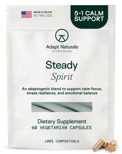 [BRSRECT4B4NQEHY2] Adapt Naturals Steady Spirit Stress, Anxiety & Mood Support Supplement for Women and Men with Ashwagandha, L-Theanine, Holy Basil, Saffron, and Lemon Balm - Stress Relief Supplement - 30 Day Supply
