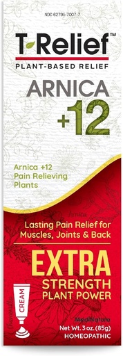 [BRSWGEALCACGEEY3] MediNatura T-Relief Extra Strength Crema de Alivio de Dolor Arnica +12 Activos de Alivio Natural de Activo Acelerado Ayuda Reducir Atrás, Cuervo, Junta, Musculo, Manija &amp; Pie Aches, " Soreness - 3 oz