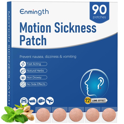 [BRSREBQPBACQKFLF] 90ct Motion Sickness Patches Non Drowsy Sea Sickness Patches for Cruise Travel Essentials, Hydrocolloid Patch Behind Ear for Car Airplane Ship Road Trip Altitude Sickness, Fast Acting & Lasts 72 Hours