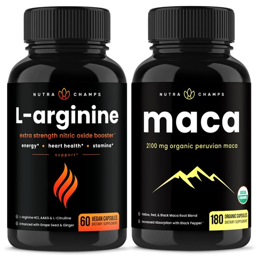 [BRSROHT4AACR4YLZ] NutraChamps L-Arginine Capsules and Maca Capsules 2 Pack Bundle