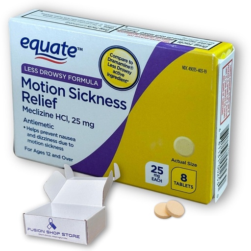 [BRSRE2QZOUBGGFLB] Meclizine 25mg Tablets- Nausea Relief and Motion Sickness, 8 Count (Pack of 1), Boxed by Fusion Shop Store