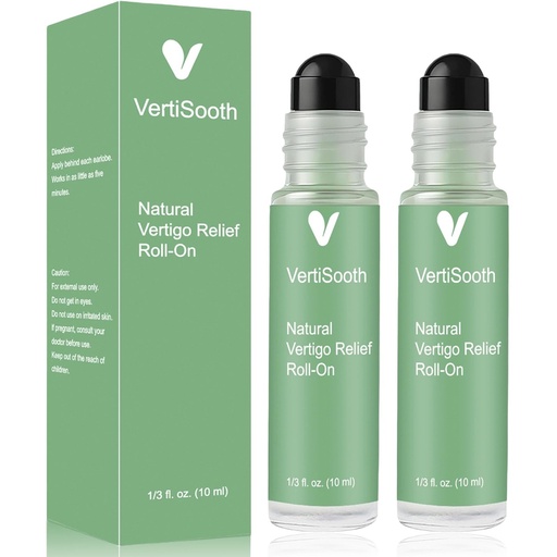 [BRSREAQOOIHWOCA2] Vertisoothe Anti-Dizzy Roll-On, Natural Vertigo Relief Roll-On, Vertigo and Dizziness Support Roller with Lavender, Ginger, Mint Essential Oil, Easing Nausea, Fast-Acting Combat Travel Sickness (2Pcs)