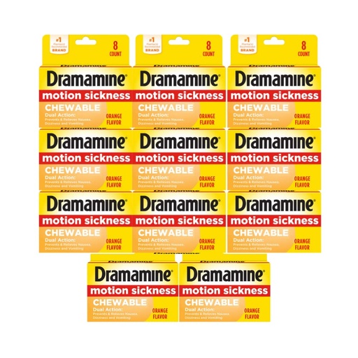 [BRSWG2QZDMIBQAIZ] Dramamine Chewable Motion Sickness Relief, 8 Tablets Each (Pack of 11)