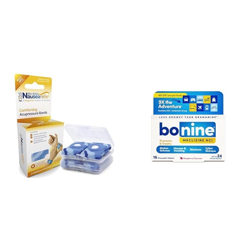 [BRSRAYYYCUPGO23V] Sea-Band Anti-Nausea Wristbands Child Size 2 Pairs and Bonine Motion Sickness Relief Tablets with Meclizine Hcl 25mg Travel-Sized 16ct
