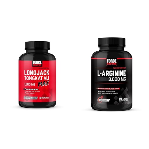 [BRSRAYYYAR7QICTD] Force Factor Longjack Tongkat Ali Max Men's Vitality, L-Arginine Nitric Oxide for Muscle Building, 60+150 Capsules