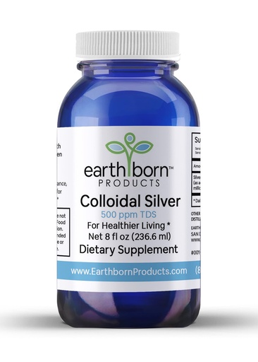 [BRSROYIZB55GMDT3] Earthborn Products Monatomic Colloidal Silver Liquid, 500 ppm, Immune Support Supplement, 8 fl. oz Bottle