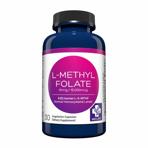 [BRSWGZQBCUIRA2T4] MD Life L-Methylfolate 15 mg Supplement - Professional-Grade Active LMethylfolate Supplement - 30 Capsules - L-Methylfolate 15mg - Maximum Potency MTHFR w/Essential Amino Acids