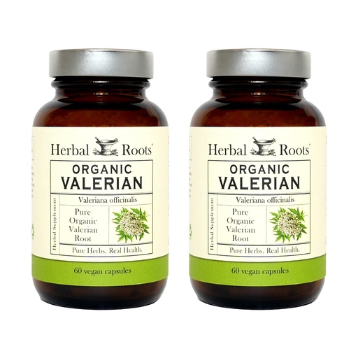 [BRSRGGQZCV7BYFIY] Herbal Roots Pure Organic Valerian Root Capsules - Non-Habit Forming with no Melatonin, Non-GMO - 60 Count Vegan Capsules, Herbal Supplement