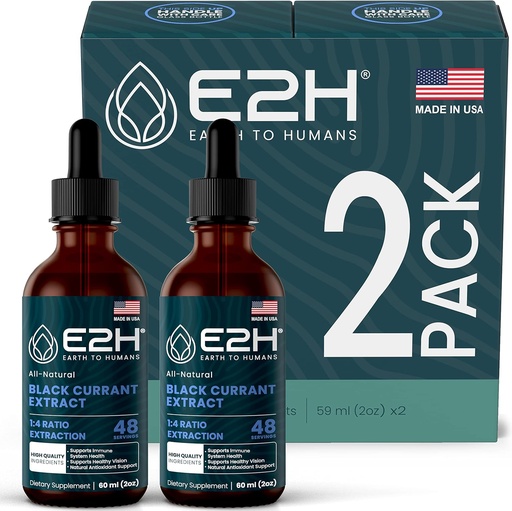 [BRSRMFIQC54AEYDH] E2H Natural Black Currant Extract, Cold Pressed Black Currant Seed - Immune System Health - Fast Absorbing Liquid (2 Bottles)