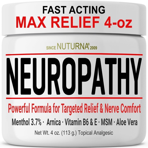 [BRSRGAQ3CMJQKCTB] Neuropathy Nerve Cream - Fast Acting for Feet Hands Legs Toes Back - Ultra Strength Menthol Arnica Aloe Vera MSM, Soothing Natural Nerve Comfort - Paraben-Free 4 Oz
