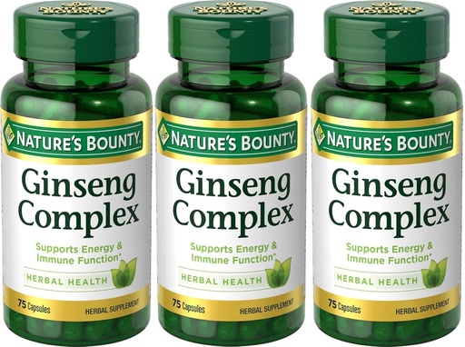[BRSRMHY7BNYWKA3O] Nature's Bounty Ginseng Complex Herbal Health Capsules 75 ea (Pack of 3)