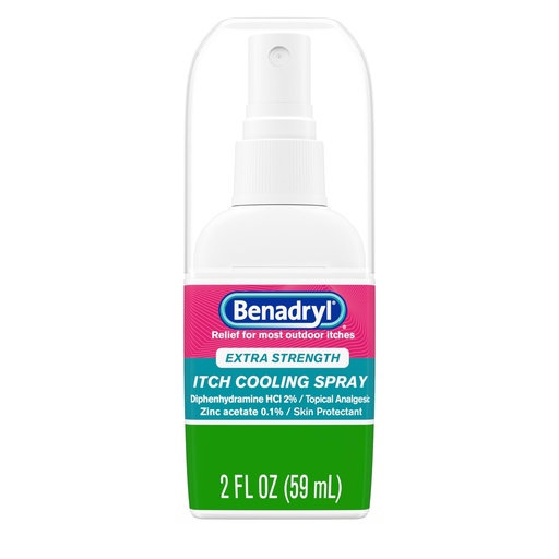 [BRSWIGQIBUIWI3Y3] Benadryl Extra Strength Itch Cooling Spray, Topical Analgesic Spray with Diphenhydramine HCI & Zinc Acetate Skin Protectant for Fast Relief from Insect Bites, Travel Size, 2 fl. oz