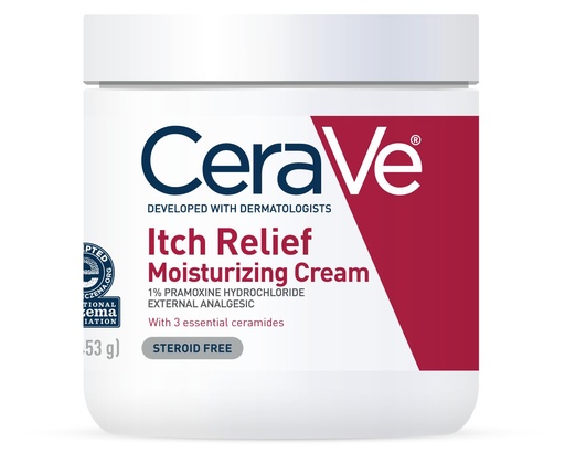 [BRSRMCT7B4HBS3A3] CeraVe Moisturizing Cream for Itch Relief, Anti Itch Cream with Pramoxine Hydrochloride, Relieves Itchy with Minor Skin Irritations, Sunburn Relief, Bug Bites, Fragrance Free, 16 Ounces