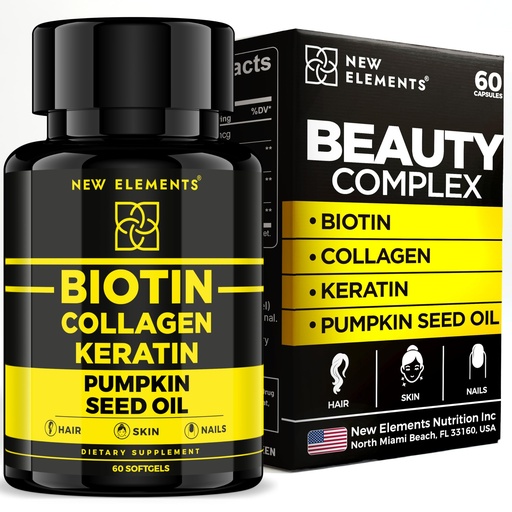 [BRSRAEI6OYCQY334] Biotin Supplement 10000mcg with Collagen Peptides Keratin and Pumpkin Seed Oil for Hair Skin and Nails | Hair Growth Supplement for Women & Men | Biotin and Collagen Supplements for Hair Loss
