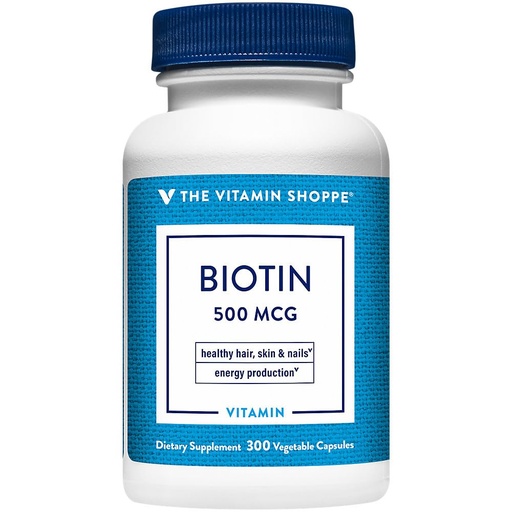 [BRSWGHYODJ6WY2TG] The Vitamin Shoppe Biotin 500MCG - Hair Growth, Skin Health & Nail Strength Support, High Potency B Vitamin