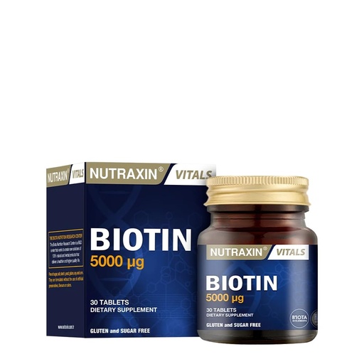 [BRSW2Y32A4IRA3T4] Nutraxin Vitals Biotin 5000 mcg 30 Tablets Food Supplement