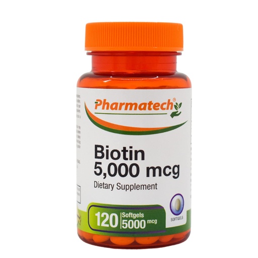 [BRSWGGAKCAPQAELA] Biotin 5000 mcg, Vitamins for Hair Skin and Nails, Improve Nail Quality, Non-GMO, Gluten Free, Supplement for Women, High Potency, 120 Softgels