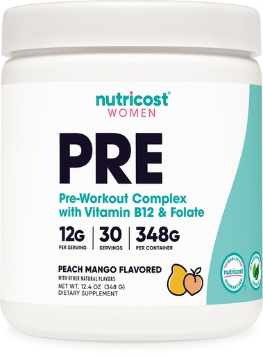 [BRSRMZYPA4HW2CLG] Nutricost Pre-Workout Powder for Women, Peach Mango, 30 Servings