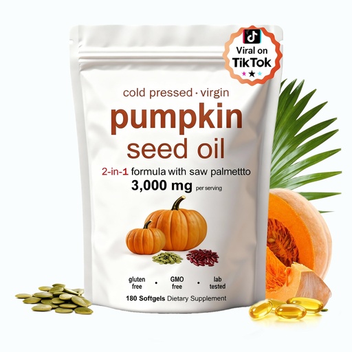 [BRSRGZT5PIFQIEI6] Pumpkin Seed Oil, Pumpkin Seed Oil Capsules with Saw Palmetto | 3000mg Cold Pressed | for Hair Growth - Non-GMO - 180 Softgels（N-1）