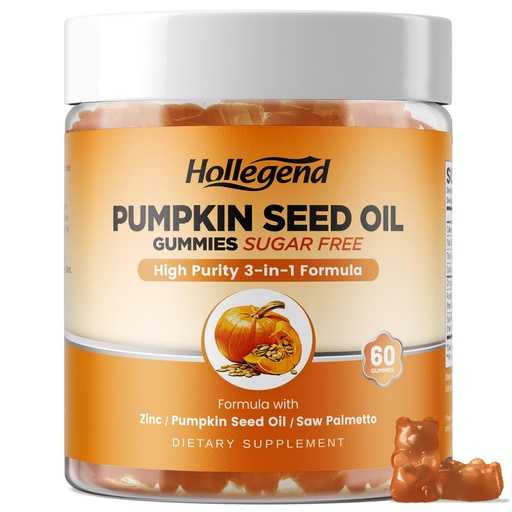 [BRSREYAPB4NAOCT6] Pumpkin Seed Oil Gummies with Saw Palmetto, Pumpkin Seed Oil Extract for Hair Growth & Prostate Health, Cold-Pressed Supplements for Women Men, Vegan, Sugar Free, Lemon, 60 Chewable