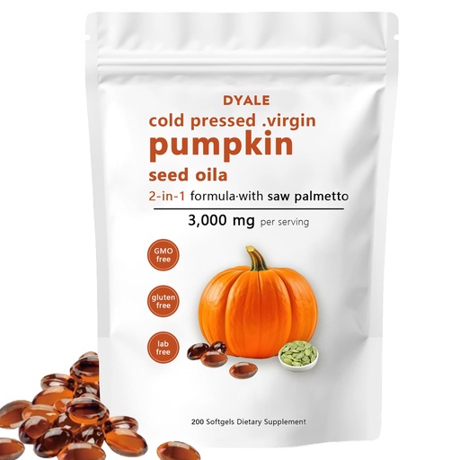 [BRSREYYROV7BYYLD] DYALE Pumpkin Seed Oil with Saw Palmetto,200 Softgels | Cold Pressed, Pure Virgin Oil, Essential Fatty Acids & Phytosterols | Supports Hair, Urinary, Bladder & Prostate Health | Non-GMO (1pc)