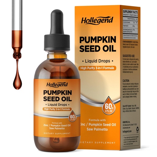 [BRSRE23YOQHWKA3K] Pumpkin Seed Oil - DHT Blocker for Men Women Hair Growth, Organic Pumpkin Seed Extract with Saw Palmetto for Prostate & Urinary Health, Cold Pressed Supplements Liquid Drops, Lemon, Vegan, 2 Fl Oz