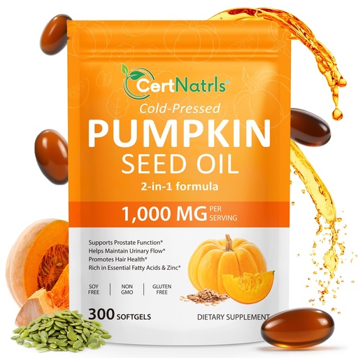 [BRSREHQYA4DWMH3P] Pumpkin Seed Oil Capsules,2 in 1 Pumpkin Seed Oil with Saw Palmetto, Supplements Supports Hair Growth, Bladder & Prostate Health | Non-GMO