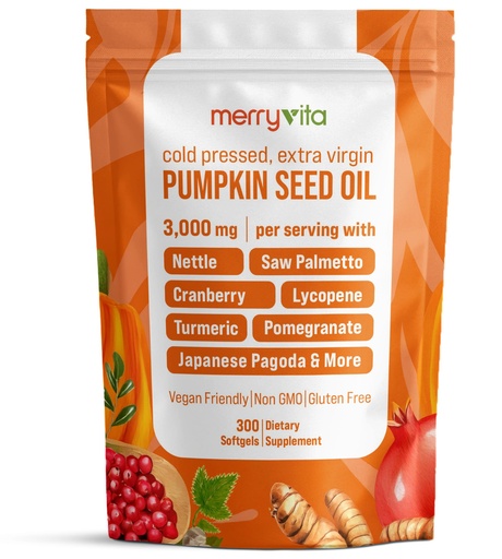 [BRSRE2Q3O55QMFI2] Pumpkin Seed Oil with Saw Palmetto, Turmeric, Nettle & More | 3000mg Per Serving, 300 Softgels | Cold Pressed, Extra Virgin | Prostate Health Supplements for Men | Non-GMO