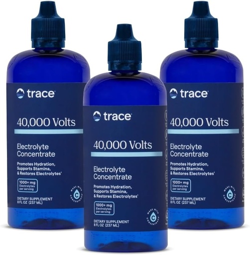 [BRSWYCD6BAOWGG35] Trace Minerals 40,000 Volts - Concentrate Supplement Drops for Electrolyte Support - Support Muscle Health & Vitality - Workout Drink to Aid Hydration - 8 fl oz (Pack of 3) (144 Servings)